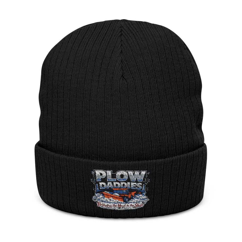 Embroidered 'Plow Drive' Ribbed Knit Beanie – Warm Winter Trucking Cap