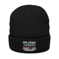 Embroidered 'Plow Drive' Ribbed Knit Beanie – Warm Winter Trucking Cap