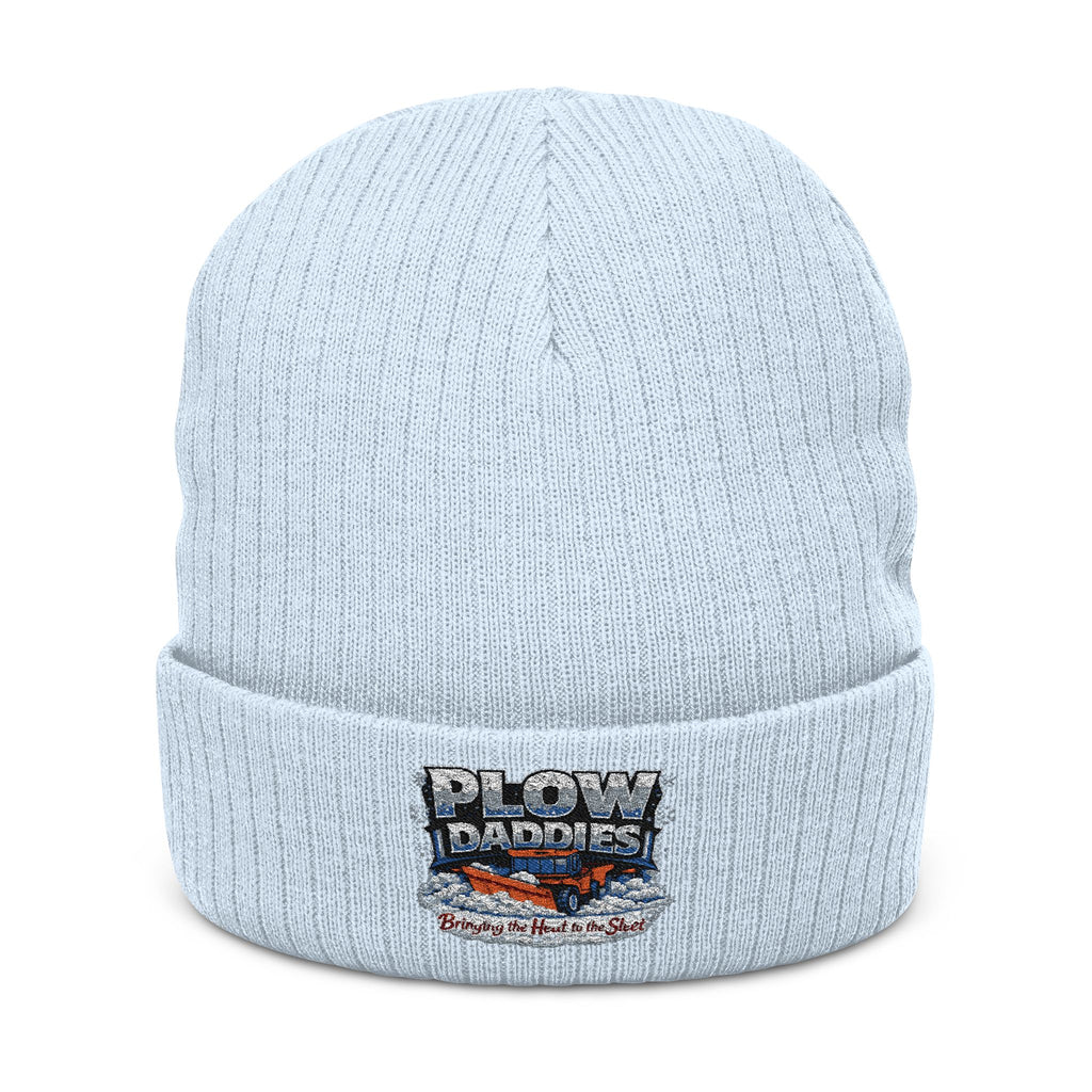 Embroidered 'Plow Drive' Ribbed Knit Beanie – Warm Winter Trucking Cap